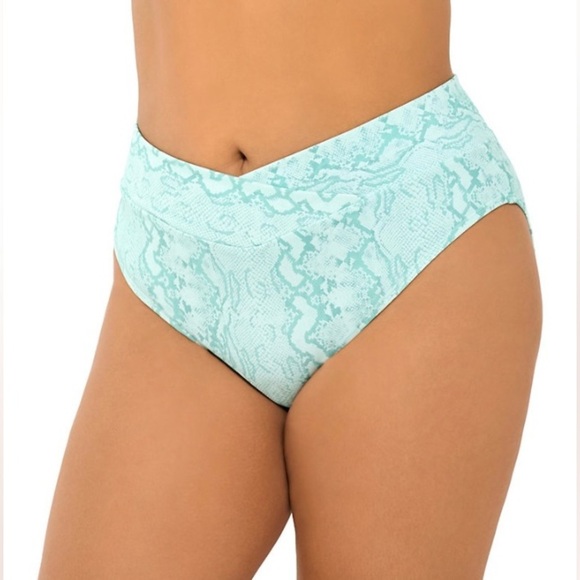 Juniors Ninety-Nine Bikini Swim Suit Top & Bottoms, size XS, NWT, green & white - Picture 2 of 9